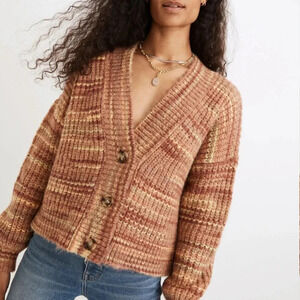 NWT MADEWELL Space-Dyed Waller Crop Cardigan Sweater - SZ. XXS - Spaced Harvest